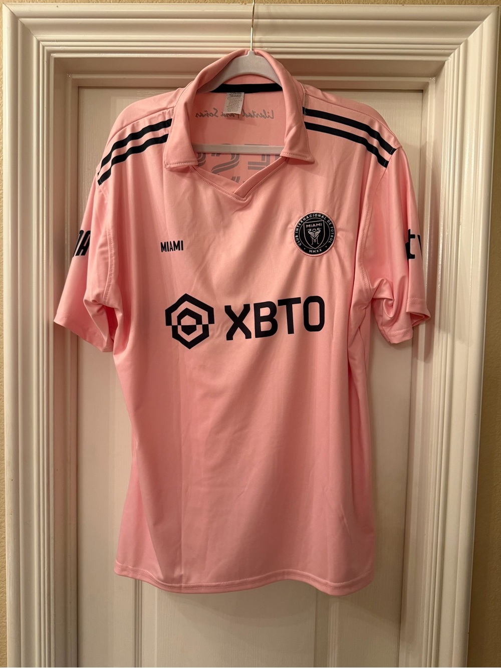 Miami Pink Soccer Jersey with XBTO Logo